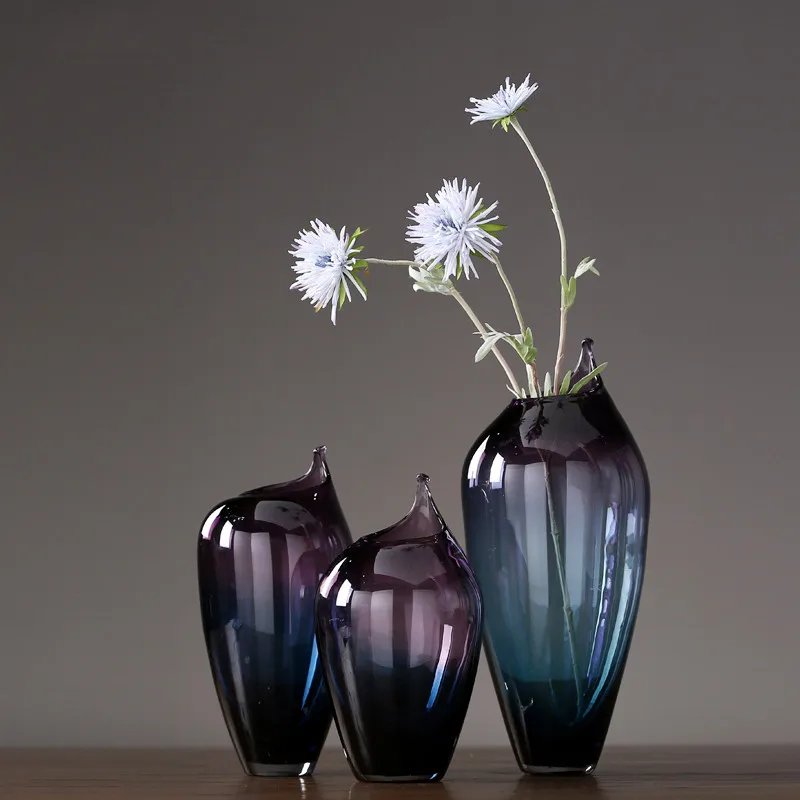 
Hand Blown Hot Sales Unique Shaped Solid Color Glass Vase 
