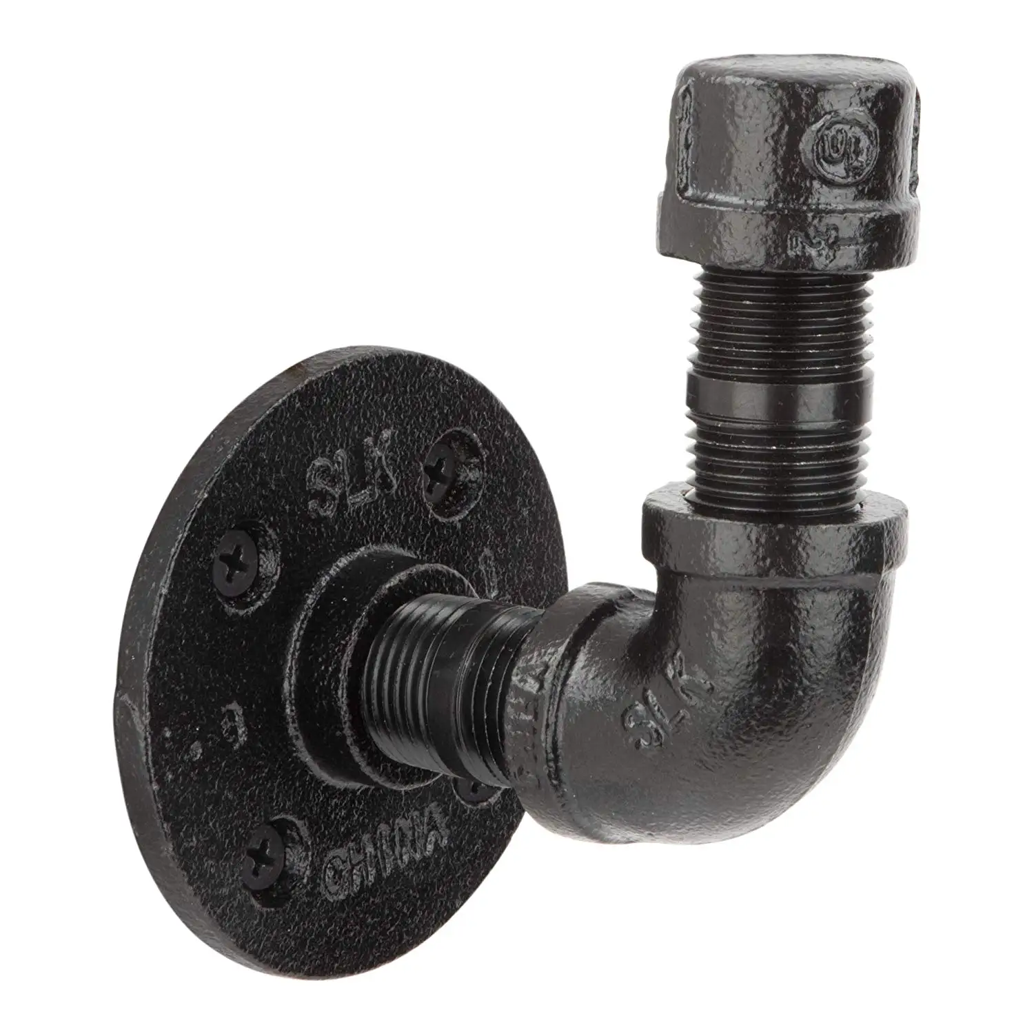 
Rustic and Chic Industrial Wall Mounted Iron Pipe Heavy Duty DIY Style Robe And Towel Coat Single Hook Kit 