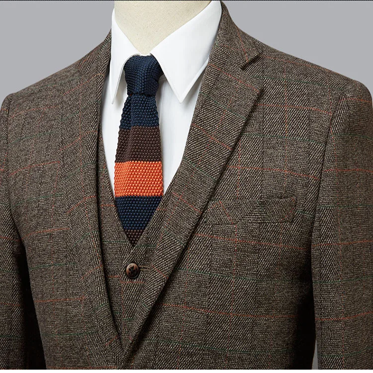 Wool Tweed Italian Design Style for Gentle Men Custom-made Formal Suit