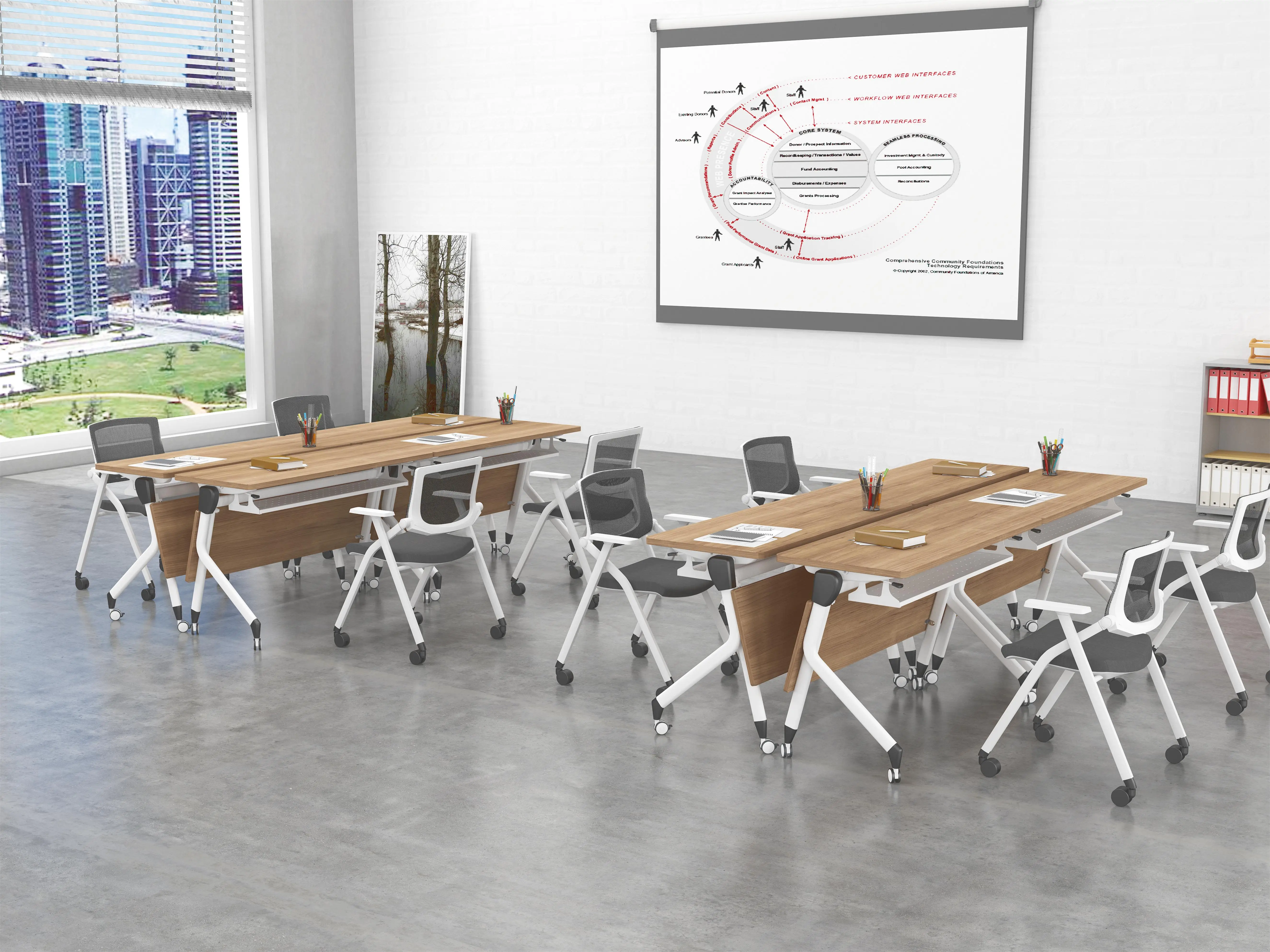 
Modern portable folding training table modular training room table flip top training table for office 