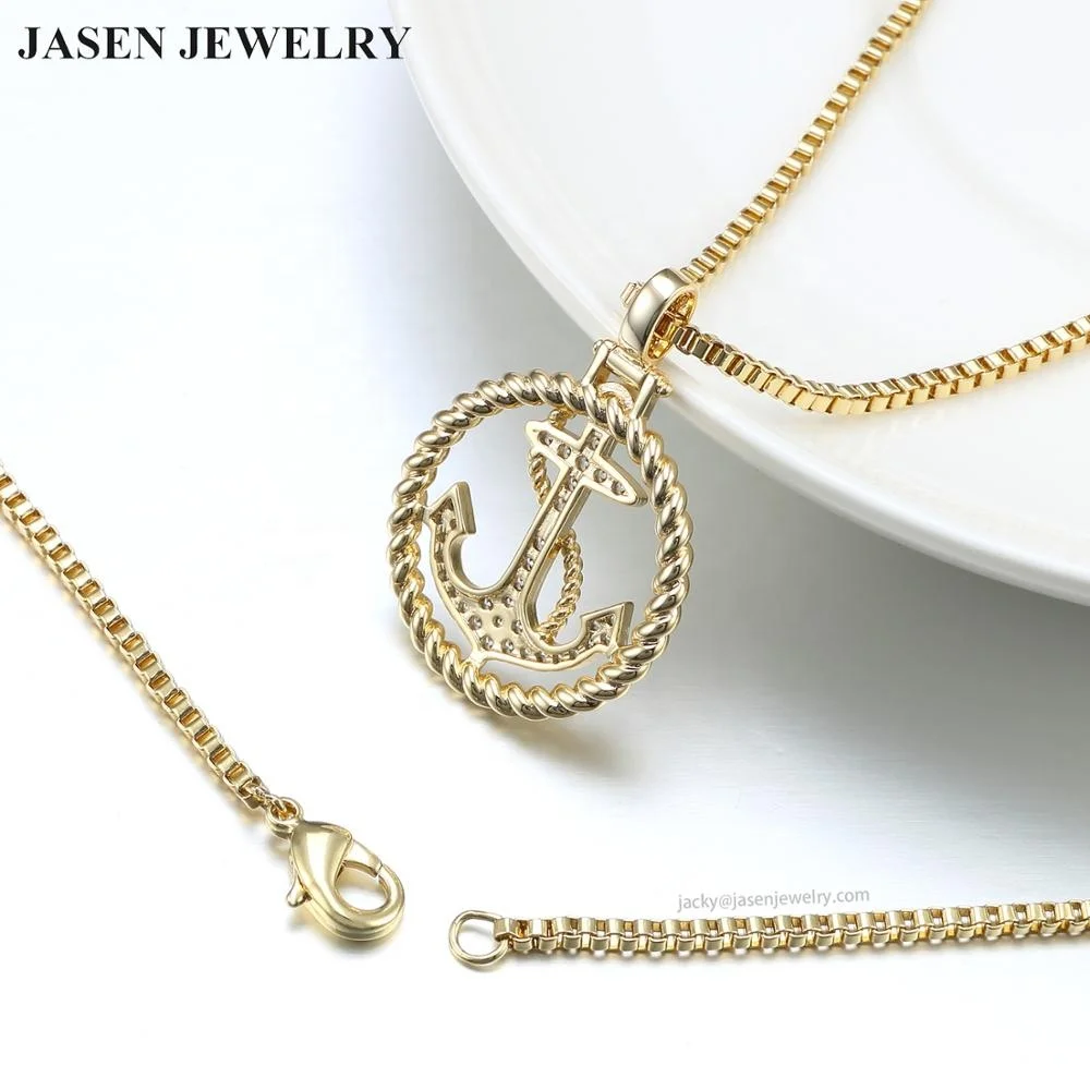 
JASEN JEWELRY gold plating charm pendant anchor diamond pendant 