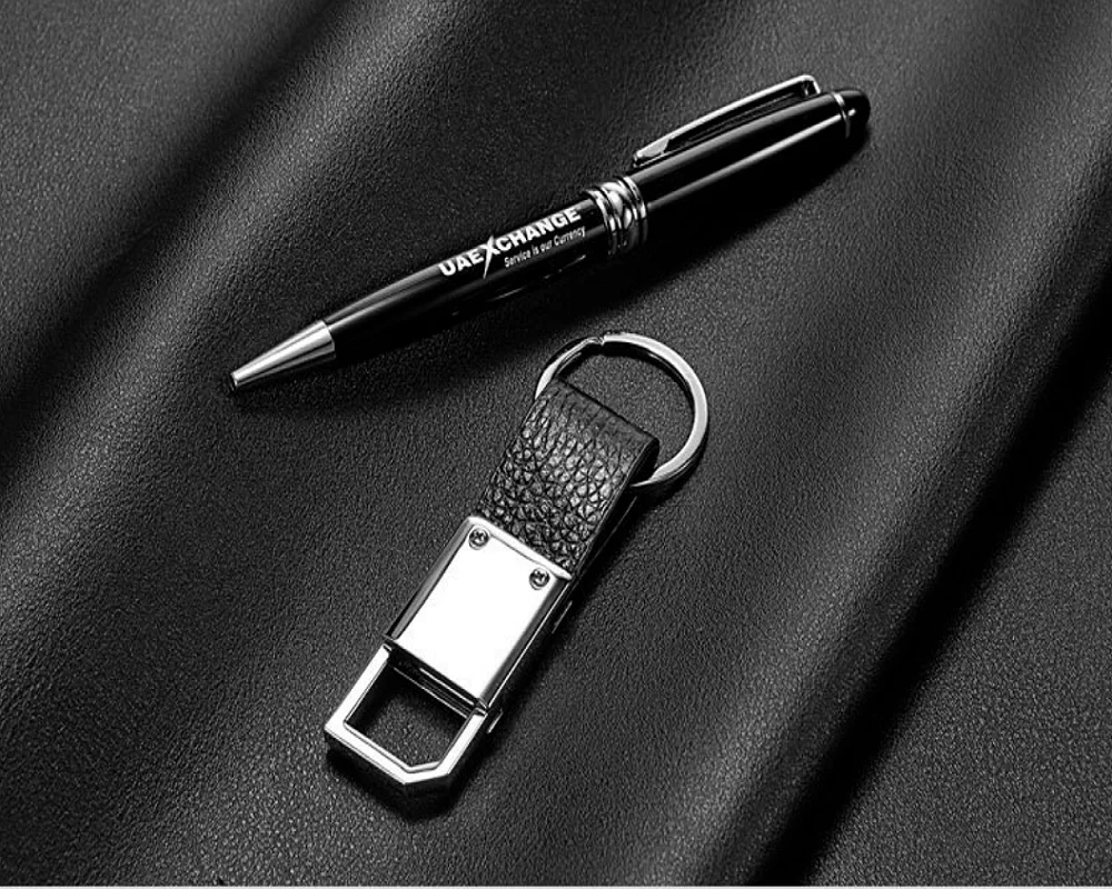 JCX/2022 Hot Sale High Quality Custom Logo Corporate Business Gift Set PU Leather Metal Key Chain with Pen Business Gift Sets