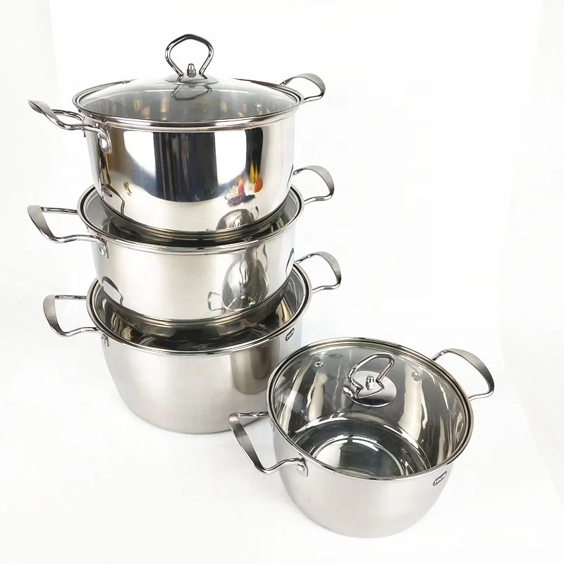 Japanese style 4 pcs High Quality Stainless Steel Cookware Set Induction Hot Pot Cooking Pot