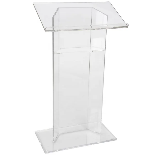 Acrylic Podium for Floor with Optional Shelf Clear Acrylic Platform Clear Acrylic Lectern Stand