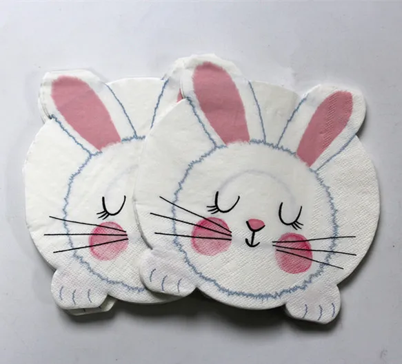 die cut Napkins in the shape of a rabbit cut edge