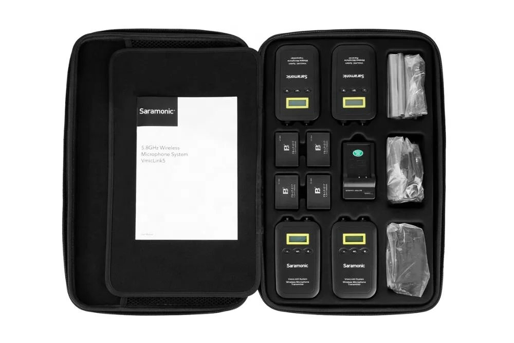 Цифровая беспроводная микрофонная система Saramonic VmicLink5 RX + TX с креплением камеры тремя передатчиками Bodypack и петличным Mi