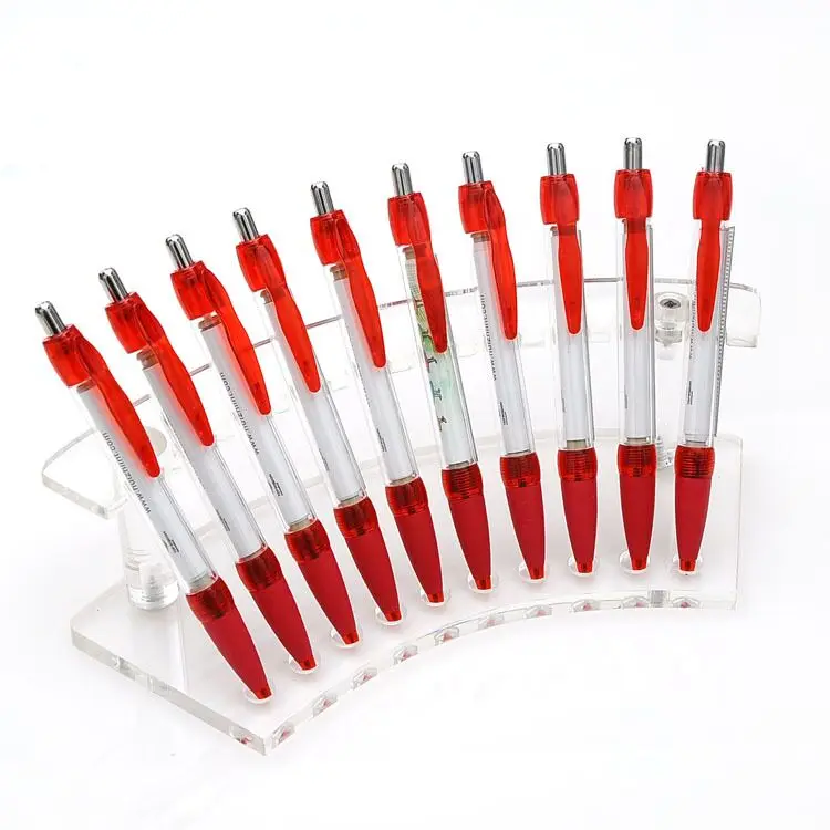 Customized printed pullable advertising draw banner pen plastic message ballpoint pen