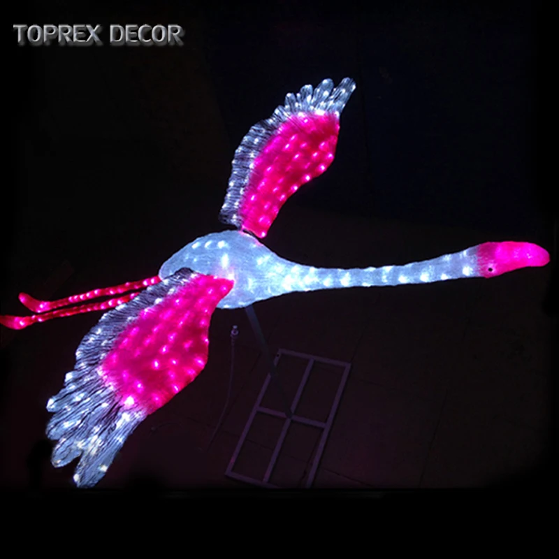 Festival Garden decorations animal sculpturepink flamingo bird figure flamingo led light
