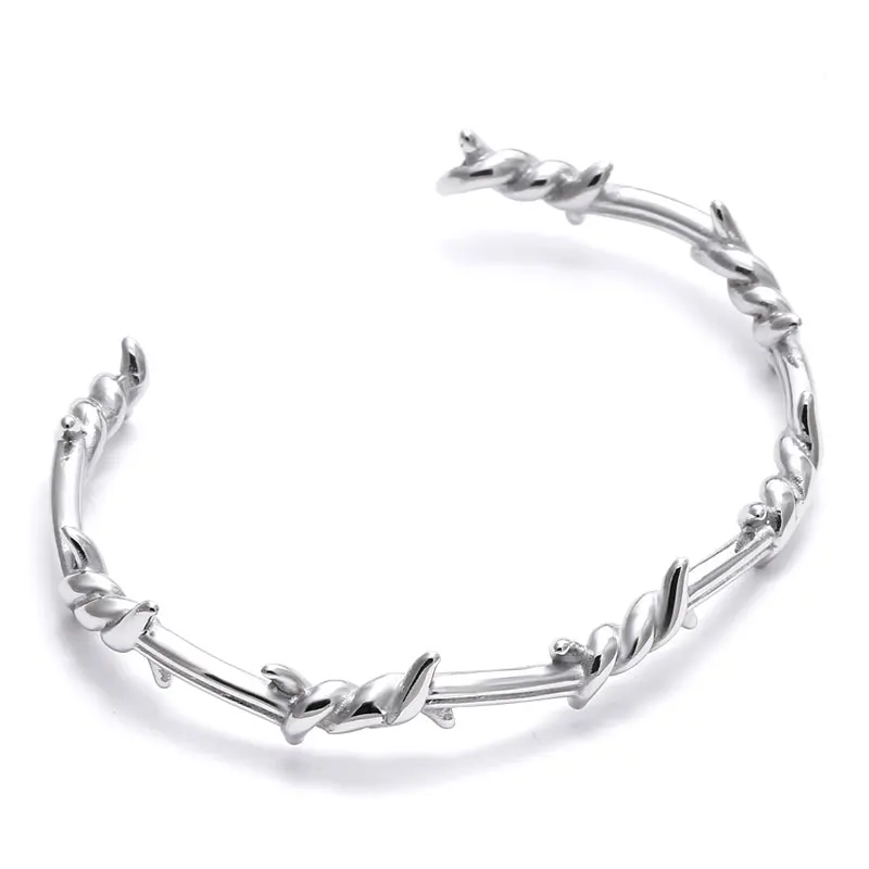 2021 Fashion  Women Jewelry Cuff Open Bangle Bracelet Stainless Steel Barbed Twist Wire thorn adjustable bangle for men