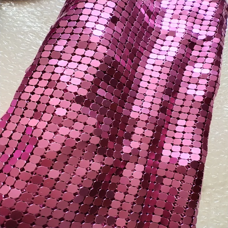 
Aluminum metallic decorative cloth metal sequin fabric 3mm brass mesh 