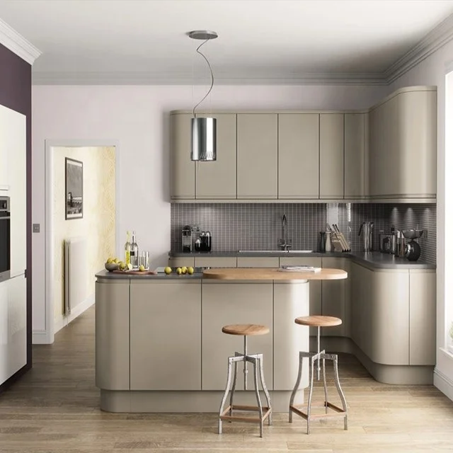 Новая модель изогнутых кухонных шкафов Vermonhouzz современный дизайн опытный поставщик из Китая