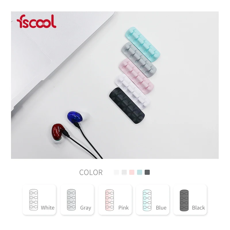 Fscool Multi-purpose Silicone Cable Holder , Wire Cable Clips, Desktop Earphone USB Cable Organizer