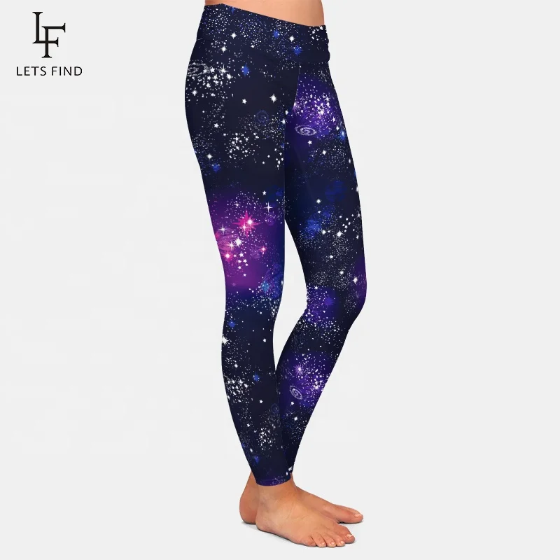 92% polyester 8% spandex high waist women full length yoga pants scale custom space galaxy printed soft fabric leggings