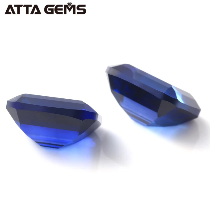 #34 Lab Created Cor9v 12V 4erald Cut Synthetic S Tic Stone Blue Sapphire Jewelry Heat Natural Sapphire Color Play or Fire / 1.76