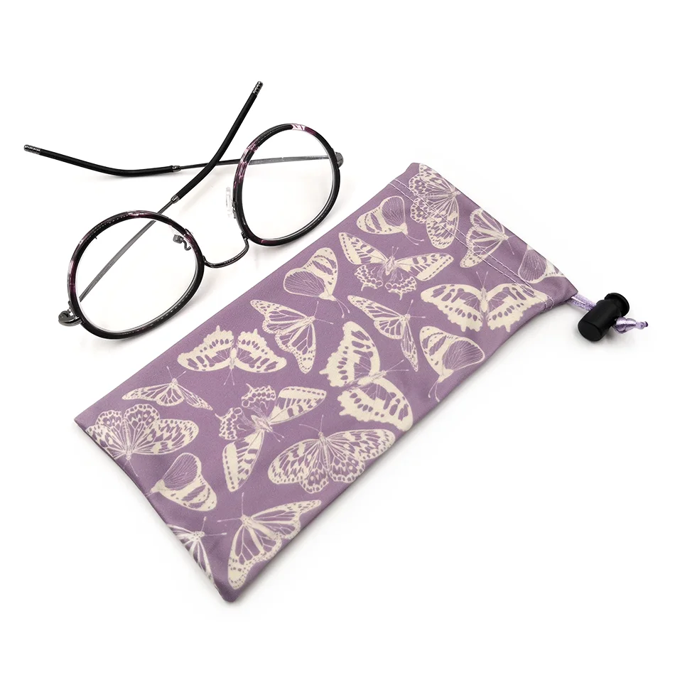 Custom Sublimation Microfiber Single Drawstring Sunglasses Bag Eyeglasses Pouch