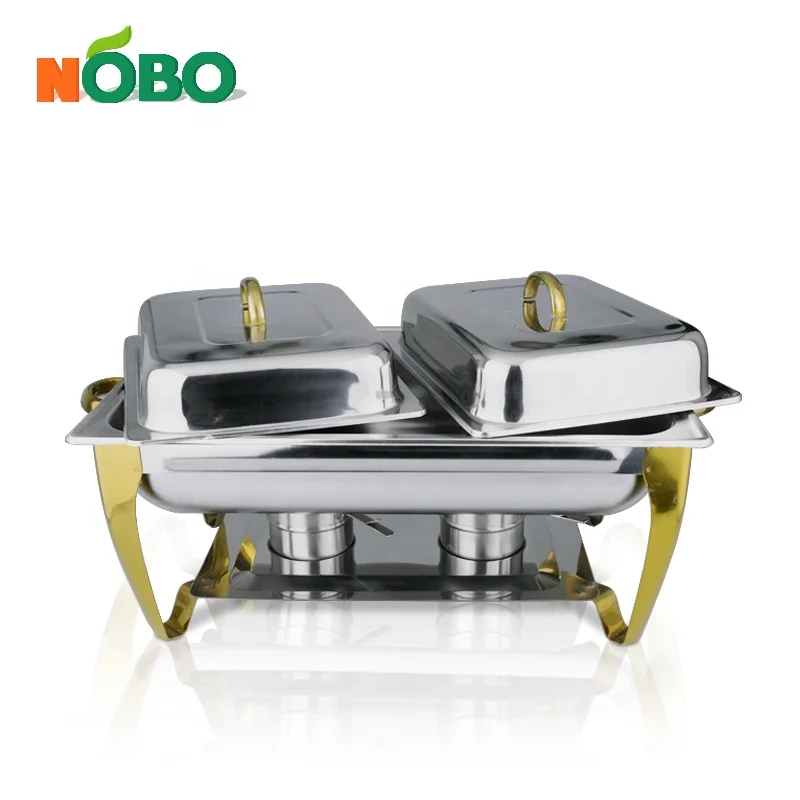 Буфетный столик из нержавеющей стали новейшего дизайна с 2 отделениями/жаровня с 2 кастрюлями