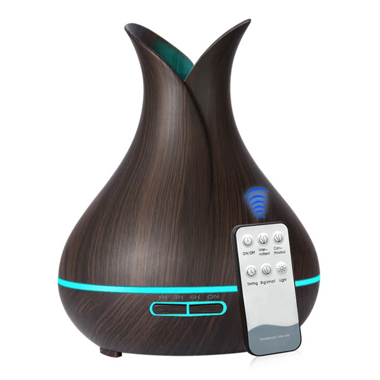 Remote Control 400ML Wood Grain Aroma Diffuser Ultrasonic Humidifier Essential Oil Diffuser