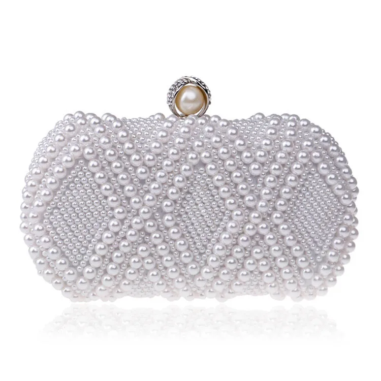 New Chain Evening Party Clutch Pearl Dinner Bag Lady Banquet Bag Night Dress Bag Square