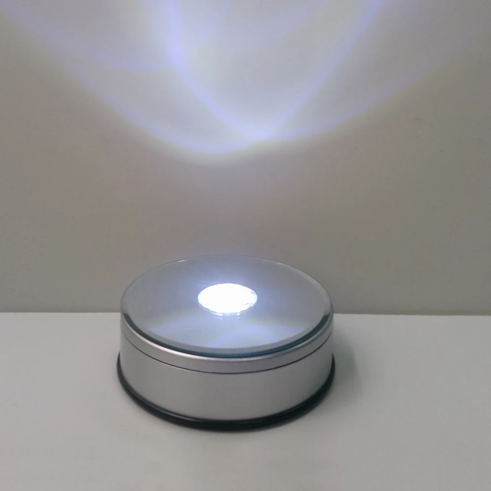 
BOSHI 11cm Silver Plastic Ultra bright white lights round led light stand base rotating decoration 