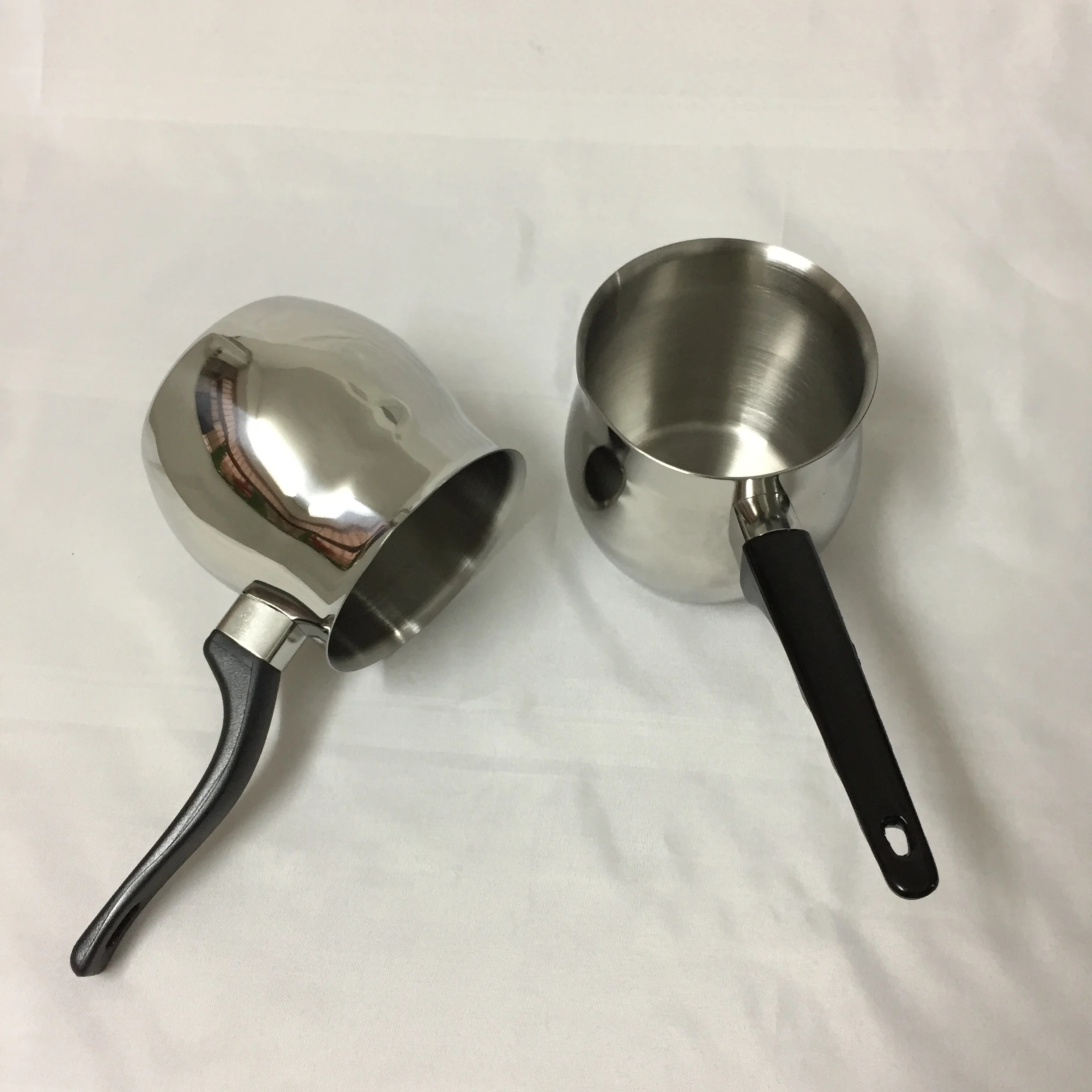 Black Bakelite Handle Milk Butter Melting Pot Stainless Steel Warmer Coffee Pot