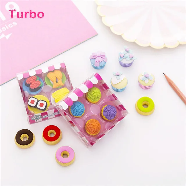 Wholesale Promotional School stationery accessories best quality colorful creative cute girl  3d shaped rubber erasers