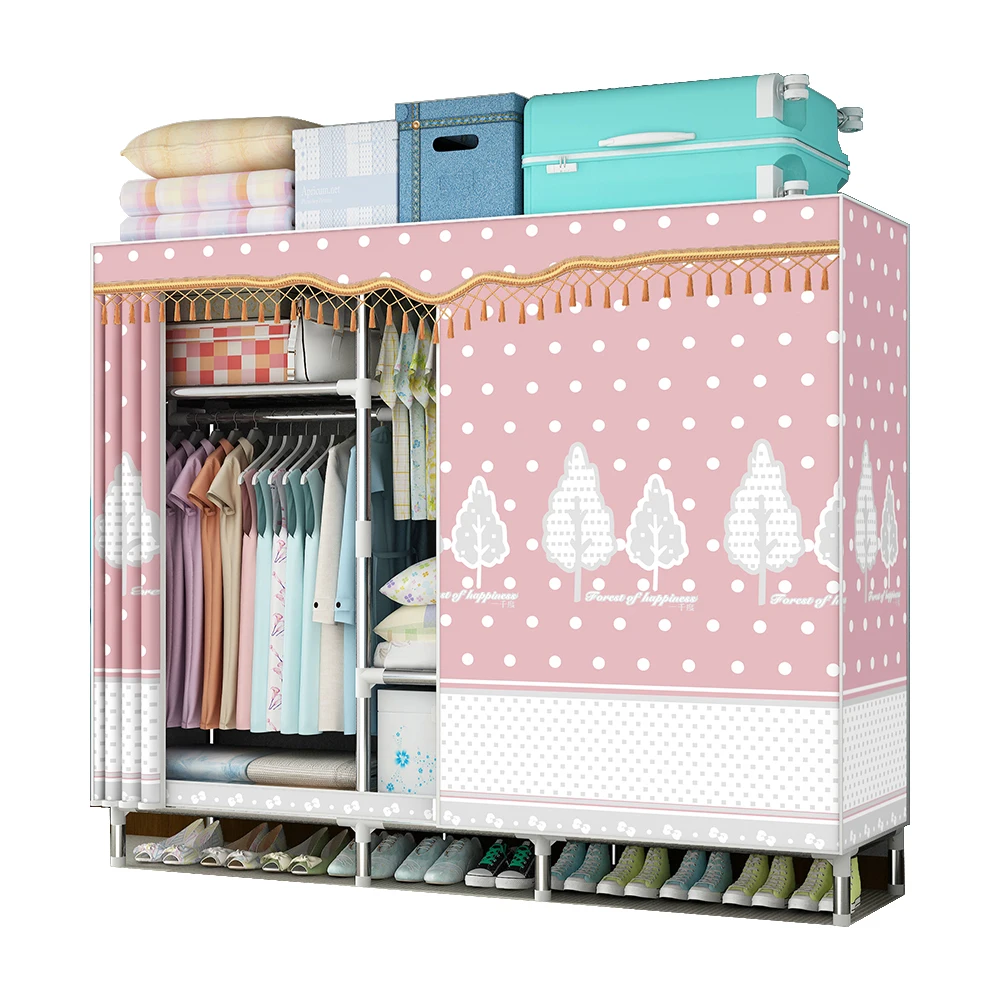 2019 New Huge Size Fabric Canvas Clothes Fabric Wardrobe Closet Furniture Cabinet 25210