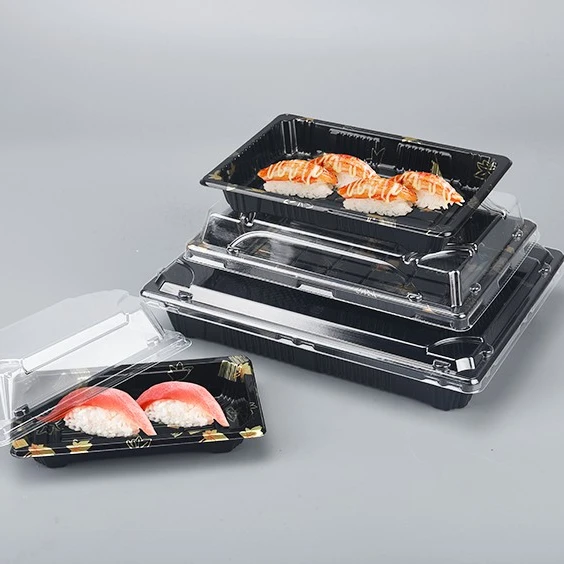 Rectangle Sushi Box PS Plastic Sushi Container with Antifog Clear Lid
