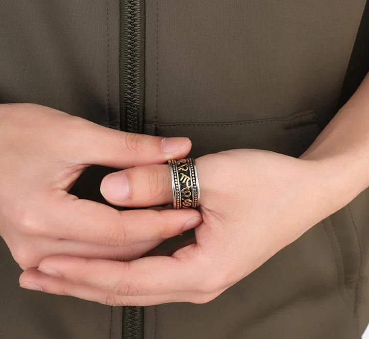 Gold Plated Mohammad Allah Arabic Islamic Muslim Mens Ring
