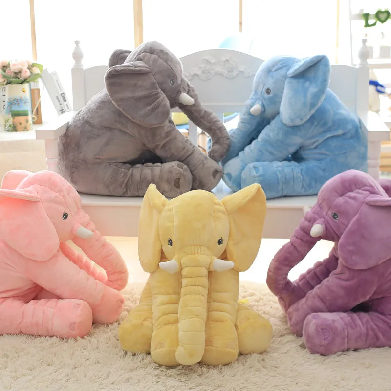 Lustomized wholesale luxury pink elephant pillow baby soft as 60cm plush stuffed material elephant plush toys