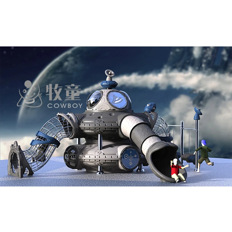 2019 НЛО вращать играть космический корабль структура сталь восхождение слайд развлечений парк оборудования
