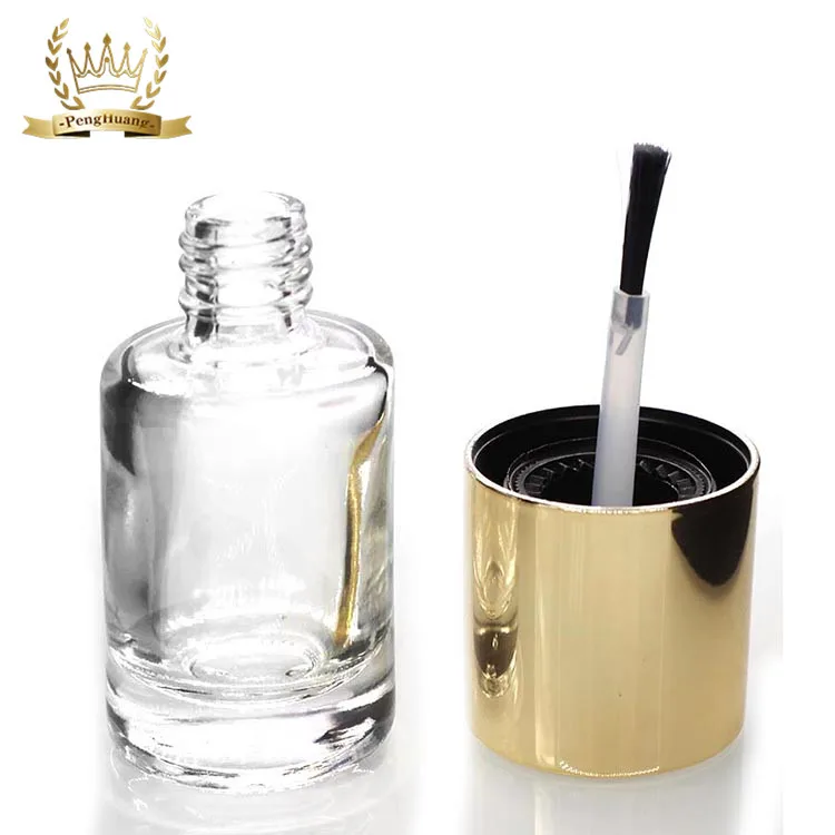 14ml Custom Empty Clear Unique Nail Polish Bottle with Gold Screw Cap Personal Care Glass Bottles Suppliers and Manufacturers