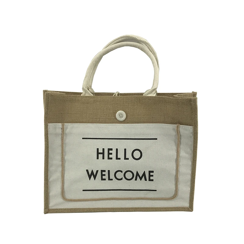 Factory supply waterproof burlap Eco Reusable Shopping tote hessian wholesale eco-friendly Hot sale Jute shopping tote bag