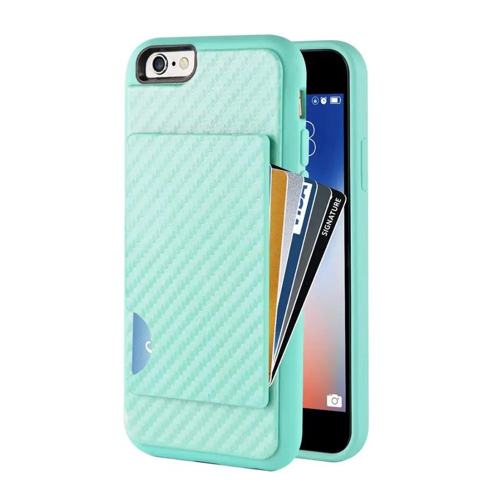 
Phone Card Holder Case, Credit Card Case Grip Cover with Carbon Fiber Design Slim Wallet Protective Case 