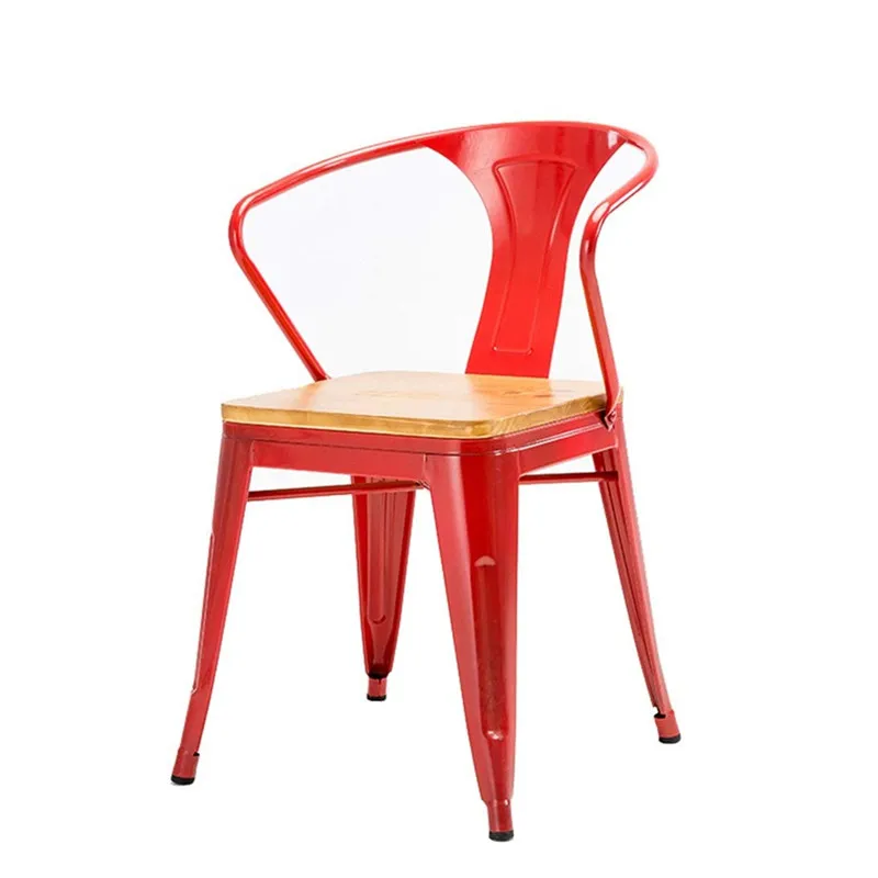 Classic Hotel Cafeteria Restaurant Stackable metal leg chair