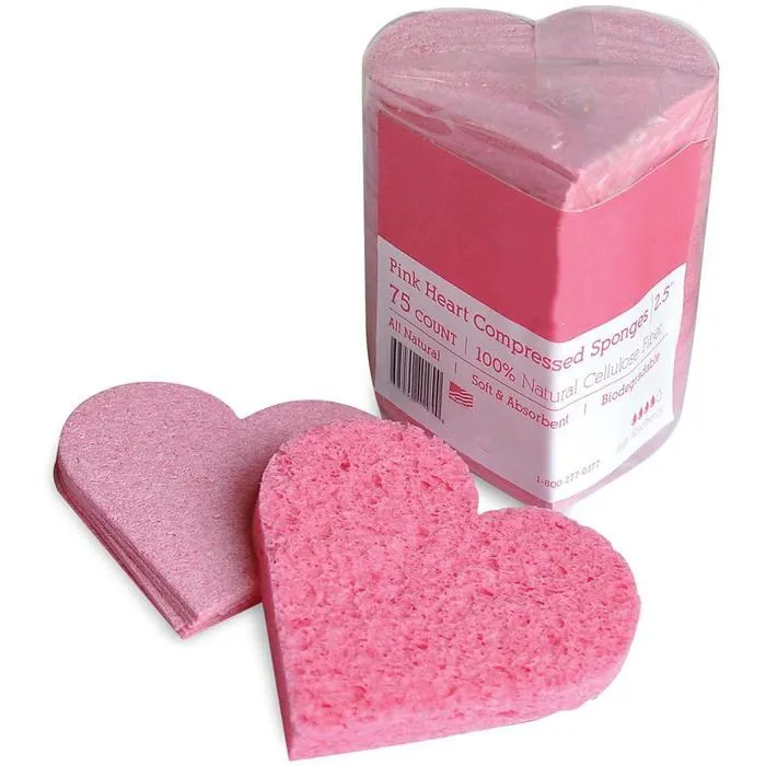 
Hot Selling Facial Cleaning Cellulose Sponge Heart Shaped Compressed Cellulose Facial Sponge 