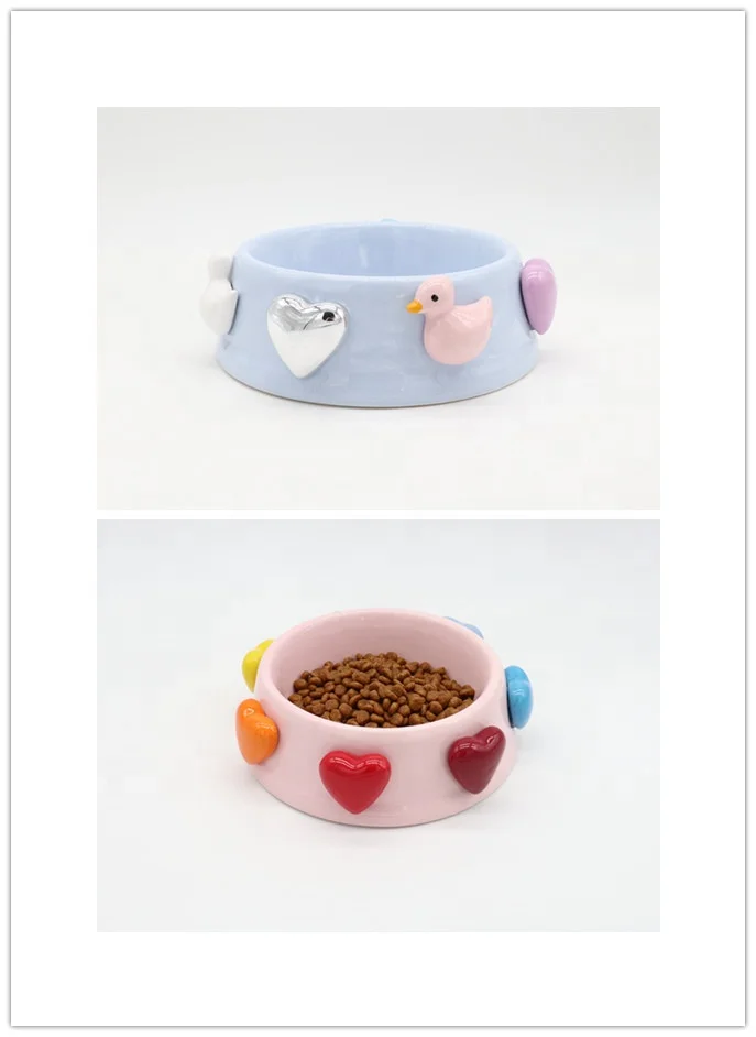 
Heart creative ceramic feeding dog bowl 
