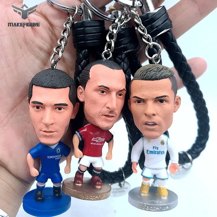original football player keychain figure gift, high quality footballer figure keychain, famous world up football player keychain