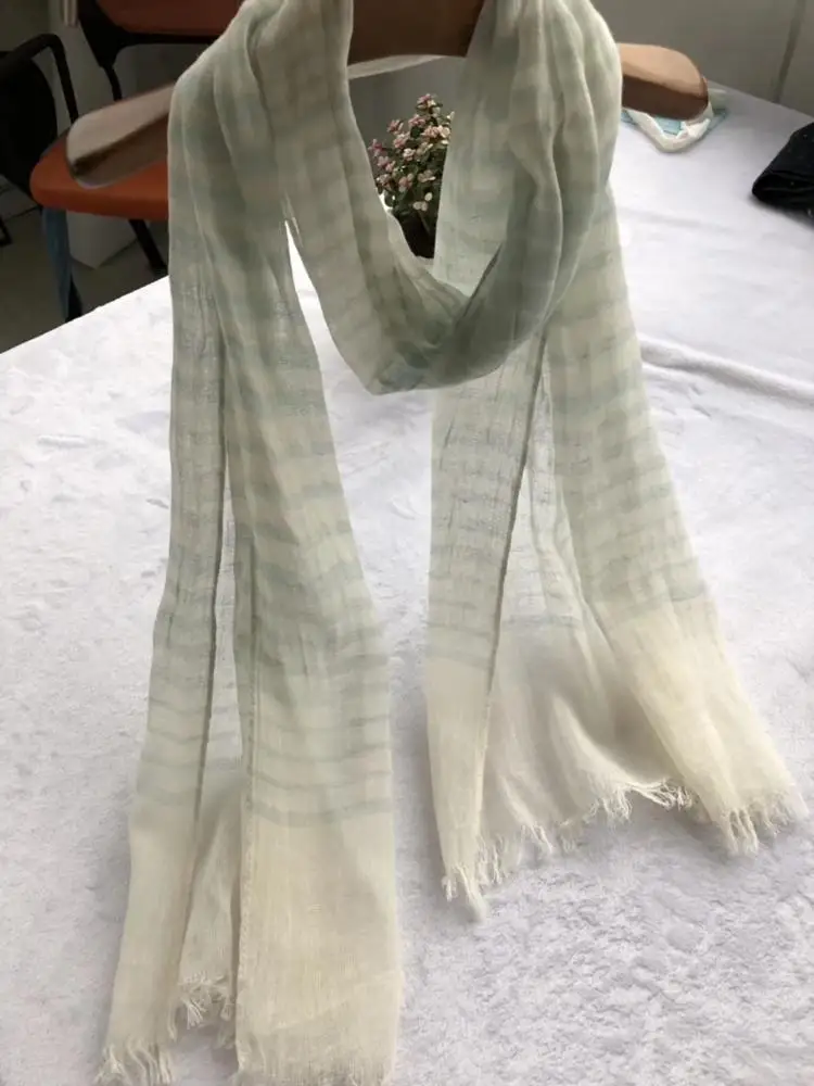 High quality 50%cotton50%linen luxury lady men natural mascadas echarpe shawl eco friendly wholesale stripe linen scarves