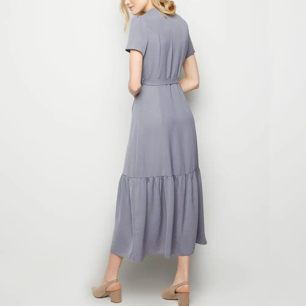 Wrap Factory short sleeve clothes Casual fit women dress model with button Dresses 2020