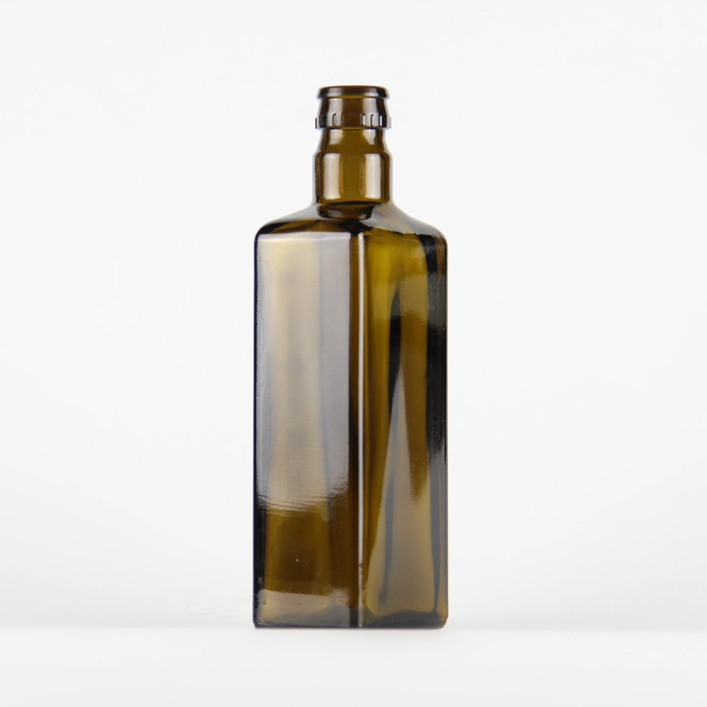 500ml high quality crown cap finish square shape olive glass bottle