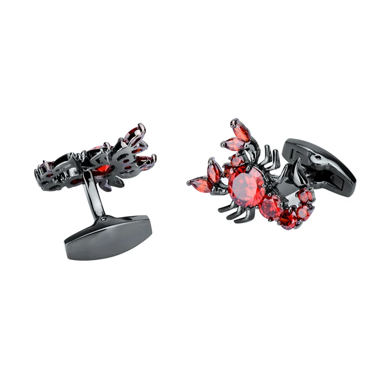 Novelty Scorpion Model Inlaid High Quality Red Zircons Cufflinks for Mens Shirts