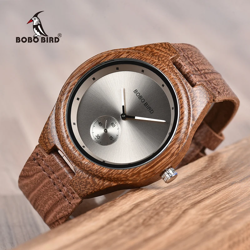 BOBO BIRD sample design Wood Watch Logo with Genuine leather Quartz Watch