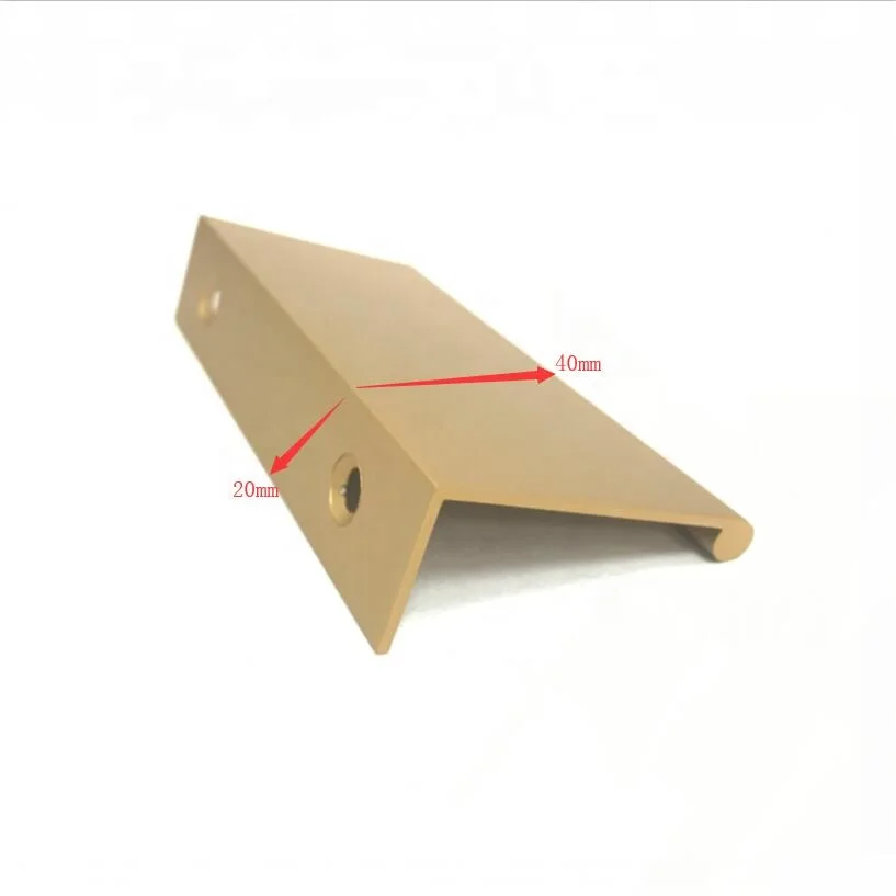 Anodized Matt Gold Furniture Cabinet and Kitchen Aluminum Profile Edge Finger Pull Handles