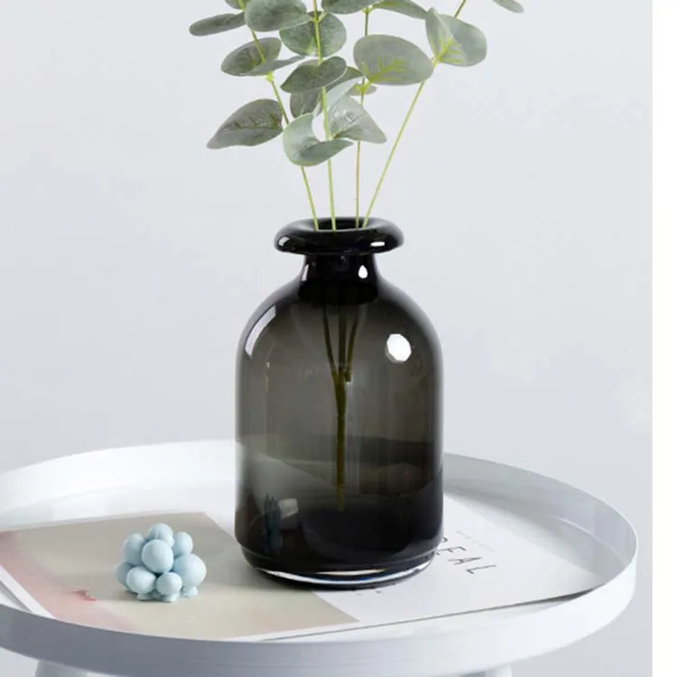 Handblown Flower Black Decoration Elegant European Wholesale Glass Vase