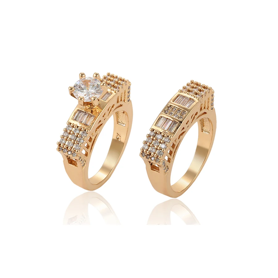 15769-Xuping новейший стиль высокое качество 18K желтое золото набор обручальное кольцо алмаз