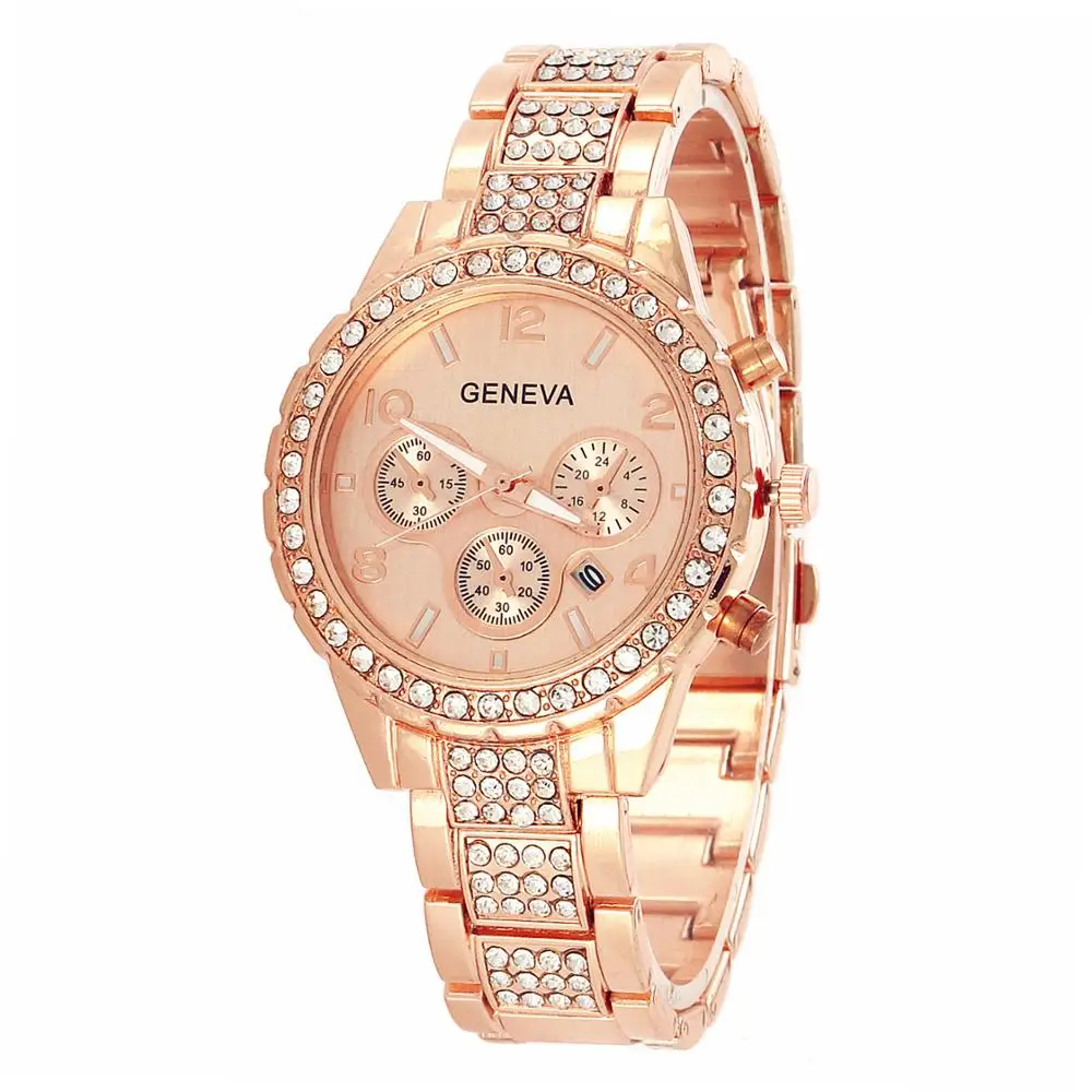 new style stone diamond beautiful geneva luxury lady watch bracelet watch women fashion watch wholesale