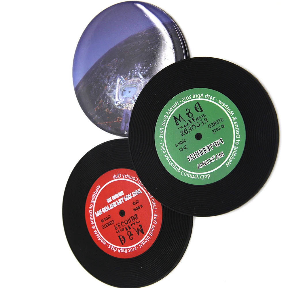 RYHX custom personalize discs silicone coffee cup gramophone record coaster with fast delivery