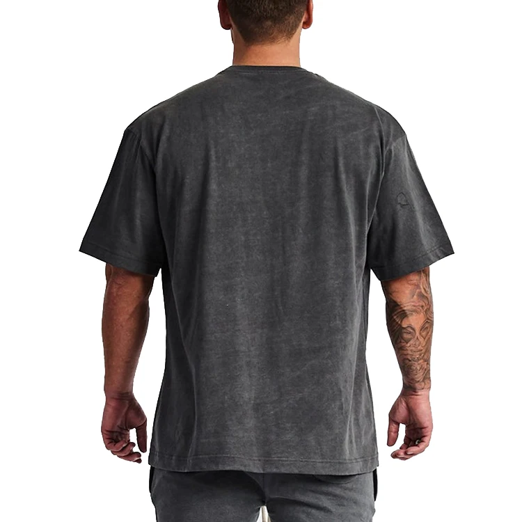 wholesale custom heavyweight oversized tee shirt vintage round neck line tshirt elastane black plain oversized t shirt for men