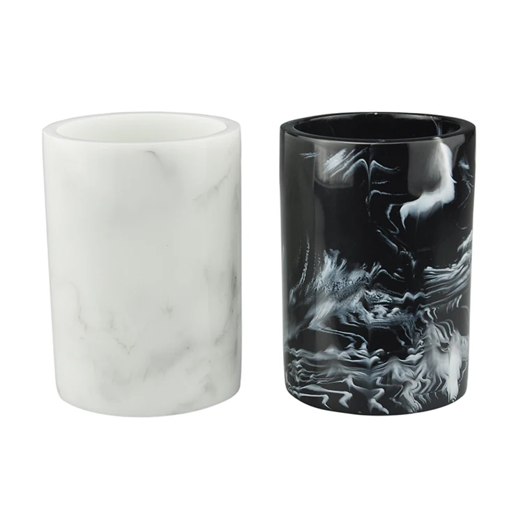Wholesale White Resin Marble Tumbler for Bathroom Mouth Wash