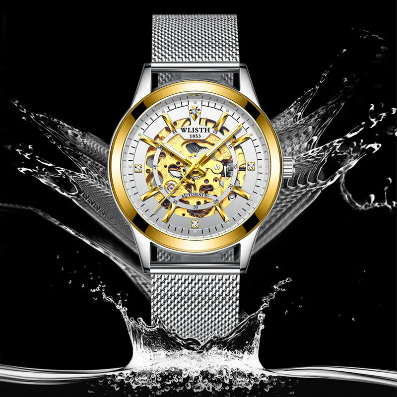 WLISTH  mens watch bandMilan mesh belt luminous waterproof mechanical watches
